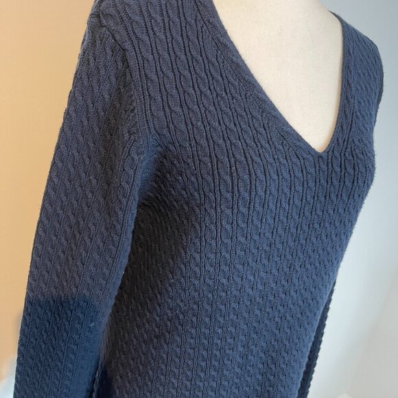 Talbots Navy Blue Cable Knit Sweater size Large - Picture 4 of 4